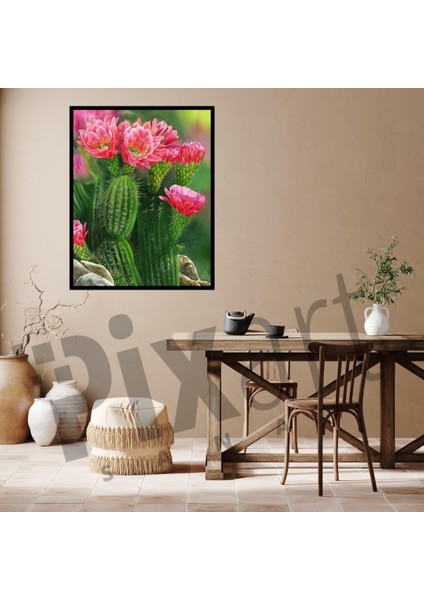 Cicek Acmıs Kaktus 40 x 50 Elmas Mozaik Tablo