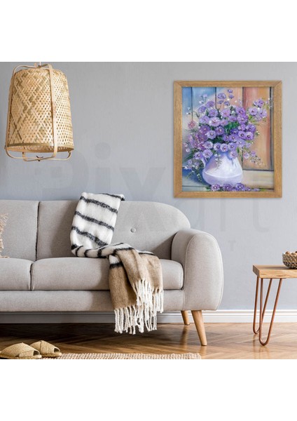 Mor Kır Çiçekleri Pixart Sanat Elmas Mozaik Tablo Diamond Türkiye 66*78 fiyatları