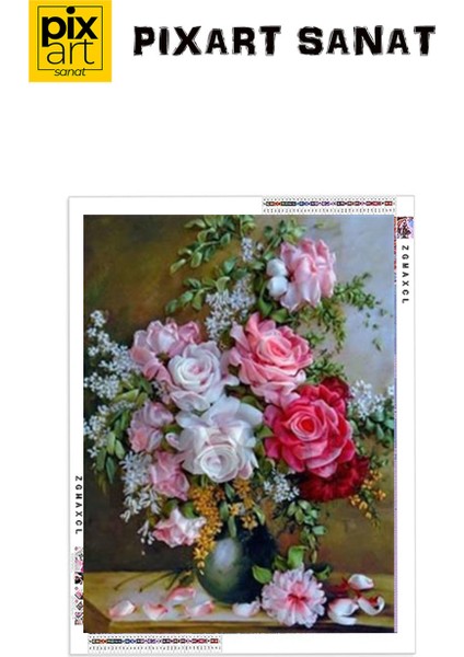Vazodaki Güller Pixart Sanat Elmas Mozaik Tablo Diamond Türkiye 40*53 fırsatları
