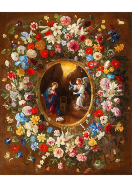 Giovanni Stanchi Madalyonu Cerceveleyen Celenk 40 x 50 Elmas Mozaik Tablo