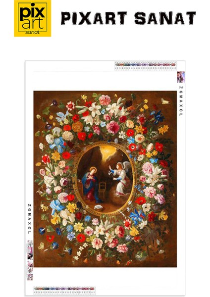 Giovanni Stanchi Madalyonu Cerceveleyen Celenk 40 x 50 Elmas Mozaik Tablo fırsatları