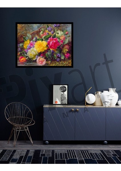 Karışık Gül Buketi Pixart Sanat Elmas Mozaik Tablo Diamond Türkiye 71*58 fiyatları