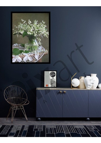 Cam Beyaz Vazodaki Müge Çiçeği Pixart Sanat Elmas Mozaik Tablo Diamond Türkiye 53*70 fiyatları