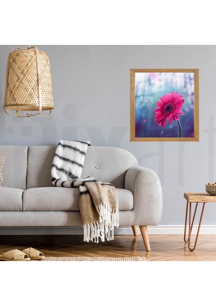 Yaprakları Savrulan Pembe Çiçek Pixart Sanat Elmas Mozaik Tablo Diamond Türkiye 53*53 modelleri