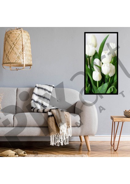 Beyaz Laleler 33 x 51 Elmas Mozaik Tablo fiyatları