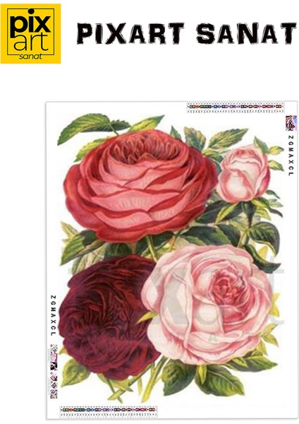 Üç Farklı Gül Pixart Sanat Elmas Mozaik Tablo Diamond Türkiye 35*45 fırsatları