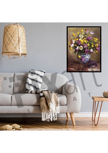 Çini Desenli Vazodaki Çiçekler Pixart Sanat Elmas Mozaik Tablo Diamond Türkiye 60*76 fiyatları