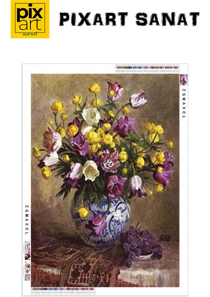 Çini Desenli Vazodaki Çiçekler Pixart Sanat Elmas Mozaik Tablo Diamond Türkiye 60*76 fırsatları