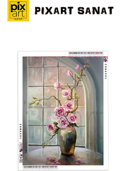 Vazodaki Gül Dalı Pixart Sanat Elmas Mozaik Tablo Diamond Türkiye 50*68 fırsatları