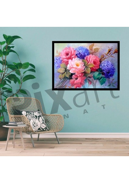 Çiçek Buketi Pixart Sanat Elmas Mozaik Tablo Diamond Türkiye 77*57 modelleri