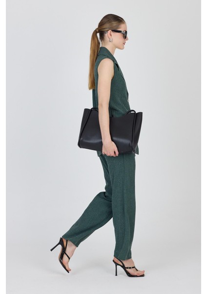 Yeşil Kolsuz Yelek ve Bol Paça Pantolon Takımı 1490 modelleri