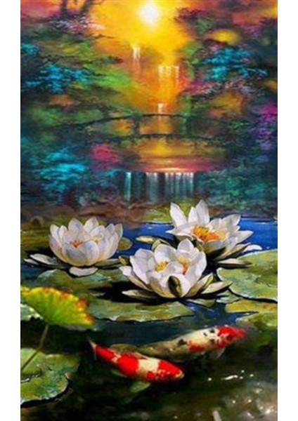 Lotus Çiçeği Pixart Sanat Elmas Mozaik Tablo Diamond Türkiye 38*63