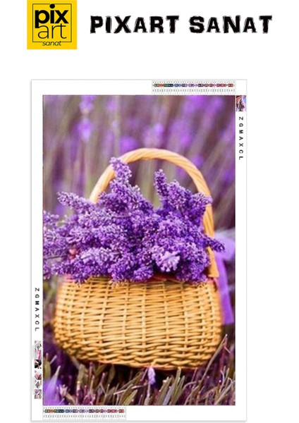 Hasır Sepetteki Mor Lavantalar Pixart Sanat Elmas Mozaik Tablo Diamond Türkiye 40*63 fırsatları