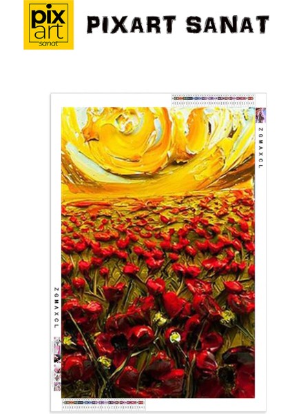 Boyadan Gelincik Tarlası Pixart Sanat Elmas Mozaik Tablo Diamond Türkiye 50*76 fırsatları
