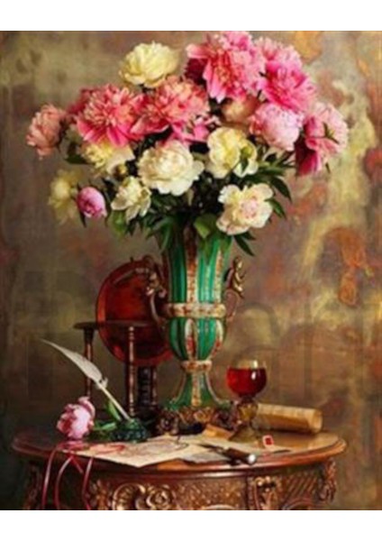 Eski Dönemden Çiçekler Pixart Sanat Elmas Mozaik Tablo Diamond Türkiye 53*67