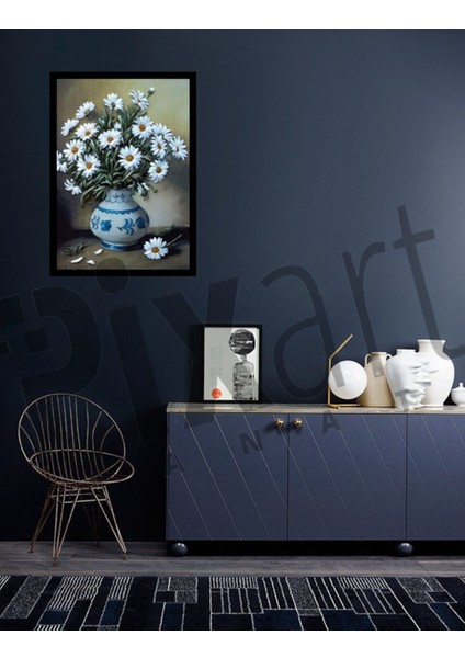 Eski Vazodaki Papatyalar Pixart Sanat Elmas Mozaik Tablo Diamond Türkiye 43*58 fiyatları