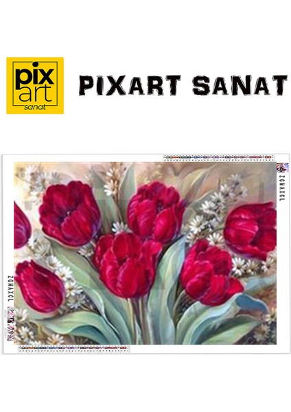 Yabini Kırmızı Çiçekler Pixart Sanat Elmas Mozaik Tablo Diamond Türkiye 73*53 fırsatları