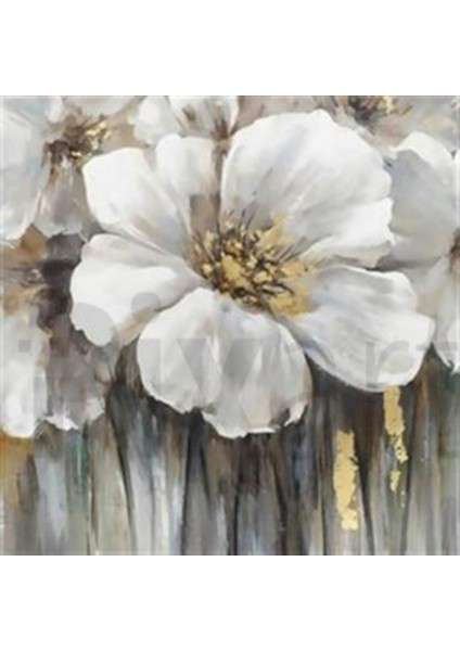 Beyaz Çiçek Çizimi Pixart Sanat Elmas Mozaik Tablo Diamond Türkiye 73*73
