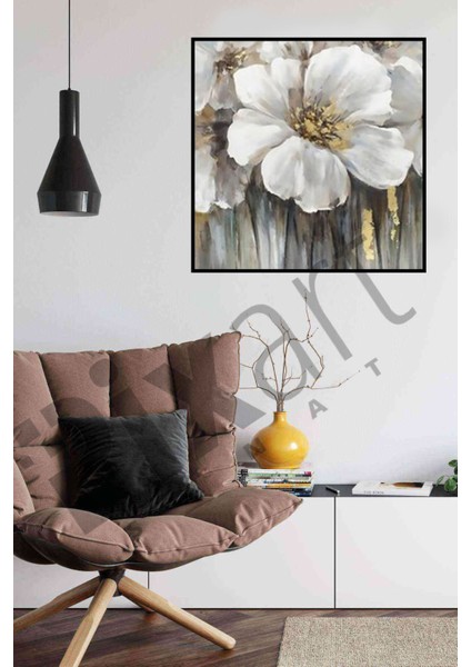 Beyaz Çiçek Çizimi Pixart Sanat Elmas Mozaik Tablo Diamond Türkiye 73*73 modelleri