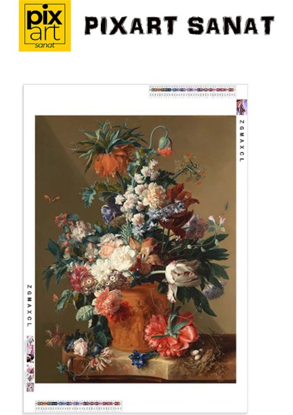 Jan Van Huysum Vazoda Cicekler 51 x 69 Elmas Mozaik Tablo