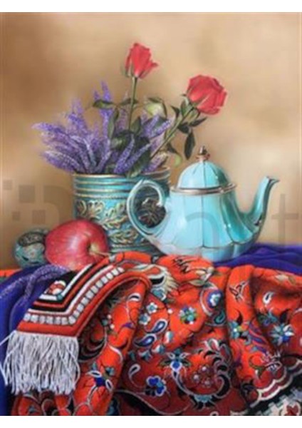 Mor Sümbüller Pixart Sanat Elmas Mozaik Tablo Diamond Türkiye 48*63