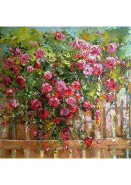 Bahçedeki Gül Köşesi Pixart Sanat Elmas Mozaik Tablo Diamond Türkiye 60*60