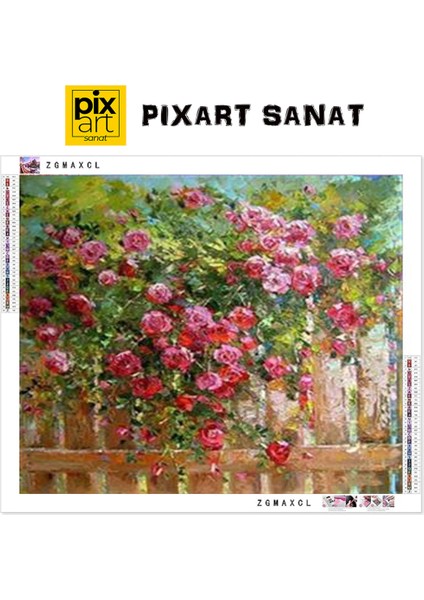 Bahçedeki Gül Köşesi Pixart Sanat Elmas Mozaik Tablo Diamond Türkiye 60*60 fırsatları