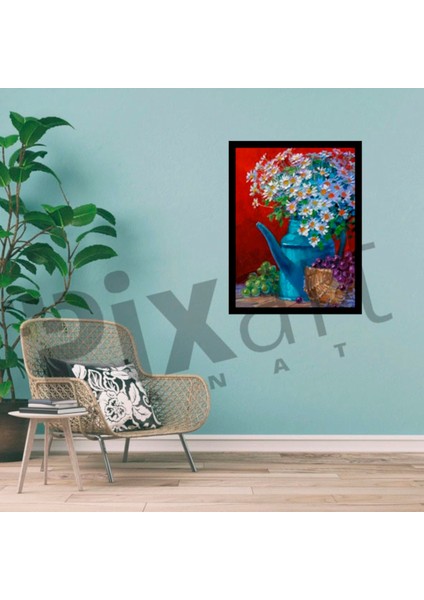 Çaydanlıktaki Tatlı Papatya Buketi Pixart Sanat Elmas Mozaik Tablo Diamond Türkiye 53*68 fiyatları