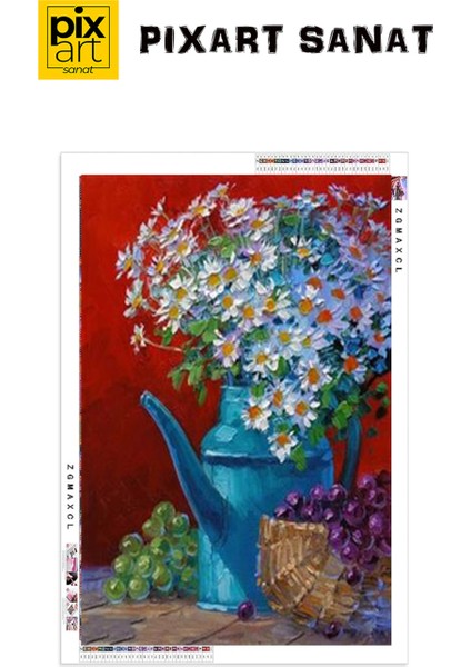 Çaydanlıktaki Tatlı Papatya Buketi Pixart Sanat Elmas Mozaik Tablo Diamond Türkiye 53*68 fırsatları