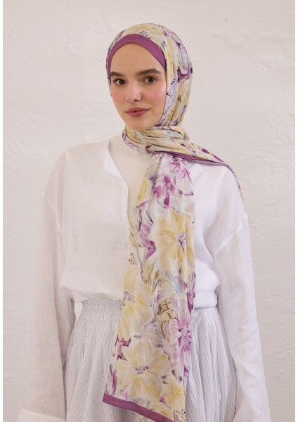 Pure Flora Desen Rami Şal Mürdüm