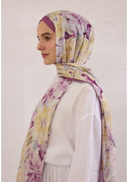 Pure Flora Desen Rami Şal Mürdüm modelleri