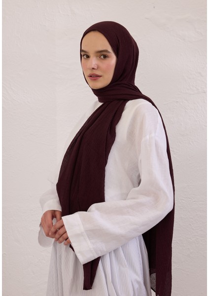 Modal Krinkıl Şal Bordo