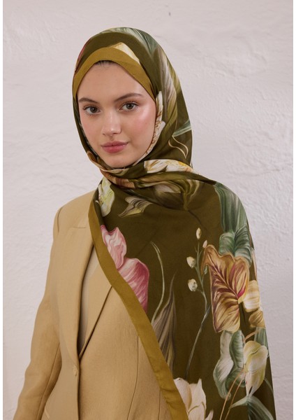 Elegant Flower Desen Rami Şal Haki fiyatları