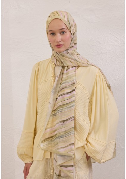 Deıa Desen Rami Şal Pastel Sarı