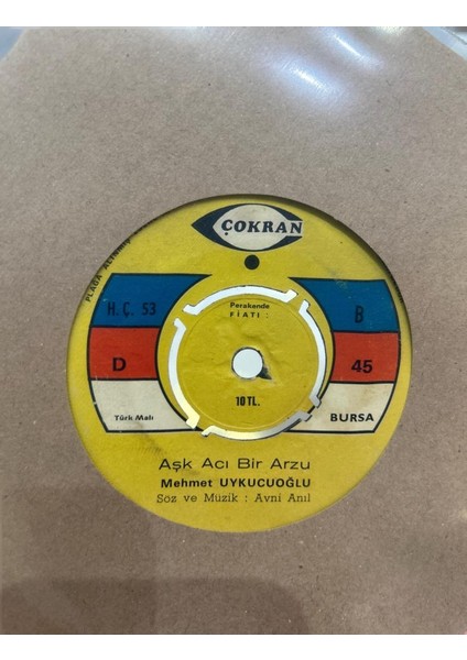 Mehmet Uykucuoğlu - Sönmez Artık Yüreğimde Yanan Bu Sonsuz Ateş/aşk Acı Bir Arzu 45LIK