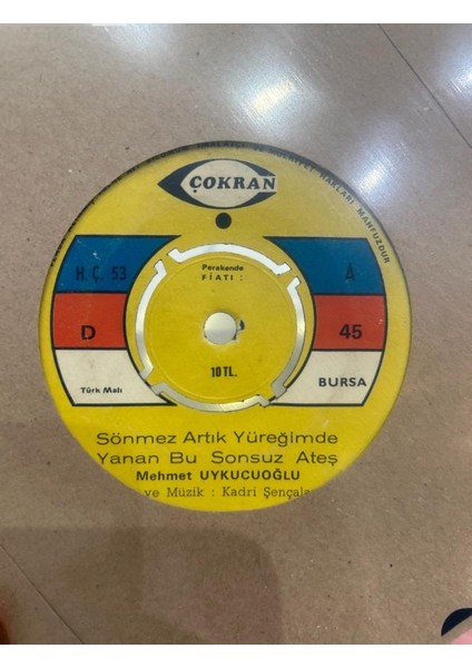 Mehmet Uykucuoğlu - Sönmez Artık Yüreğimde Yanan Bu Sonsuz Ateş/aşk Acı Bir Arzu 45LIK