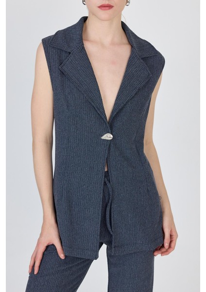 Mavi Kolsuz Yelek ve Bol Paça Pantolon Takımı 1490 modelleri