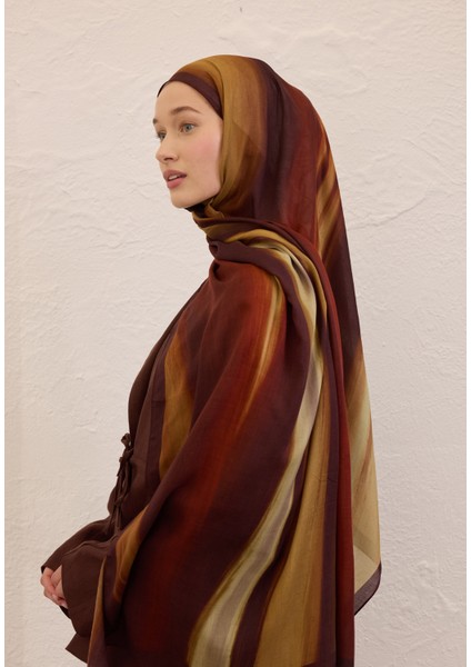 Color Brush Desen Rami Şal Kahve