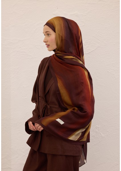 Color Brush Desen Rami Şal Kahve fiyatları