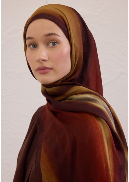 Color Brush Desen Rami Şal Kahve fırsatları