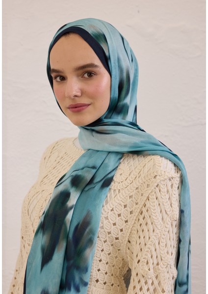 Dark Flora Desen Rami Şal Mavi modelleri