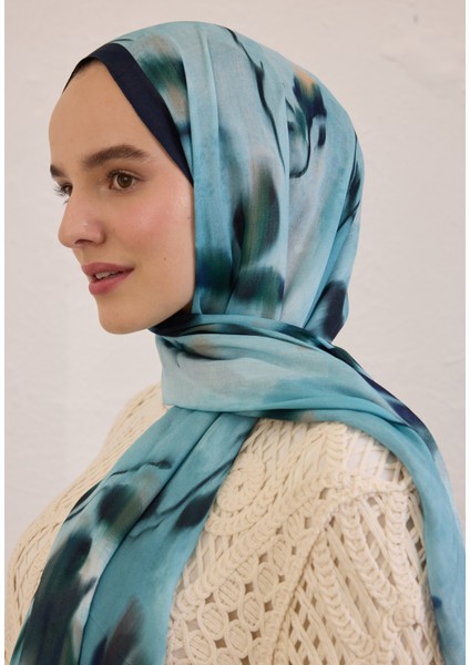 Dark Flora Desen Rami Şal Mavi fırsatları