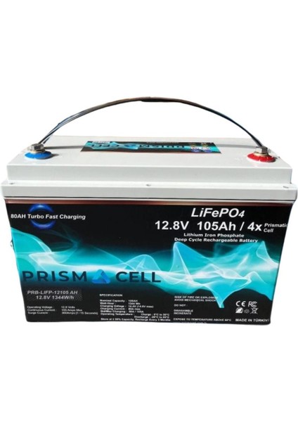 Prısmacell Lifepo4 12.8V 105AH Turbo Fast Chargıng Akü Karavan Marin Solar Yaşam Aküsü