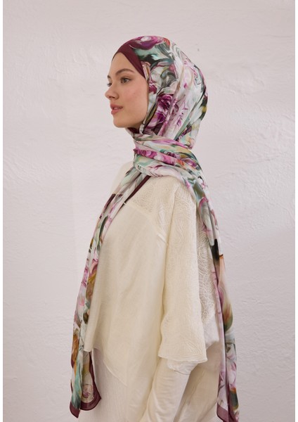 Nerıssa Desen Rami Şal Mürdüm modelleri