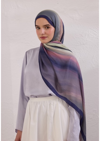 Color Brush Desen Rami Şal Mor