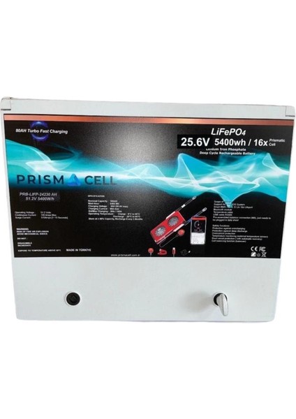 Prısmacell Lifepo4 25.6V 210AH 5400WH Prizmatik Smart Bluetooth Akü
