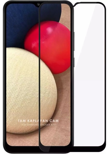 2ADET Samsung Galaxy A12 Tam Kaplayan Temperli Cam Ekran Koruyucu