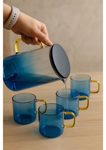 Borosilikat Cam Sürahi Takımı 4 Bardaklı Bluora Bardaklı Sürahi 2100 ml & 300 ml fiyatları