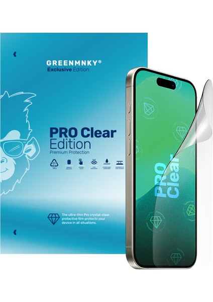 iPhone 15 - Pro Clear Edition Panzerfolyo Ekran Koruyucu