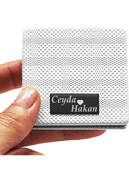 Kişiye Özel Çift İsim Baskılı Kare Deri Ayna Çanta, Cep ve Makyaj Aynası